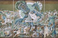«Русь». 1977. Ескіз гобелена. Картон, гуаш, 40х60 см (співавторка — О. Владимирова).